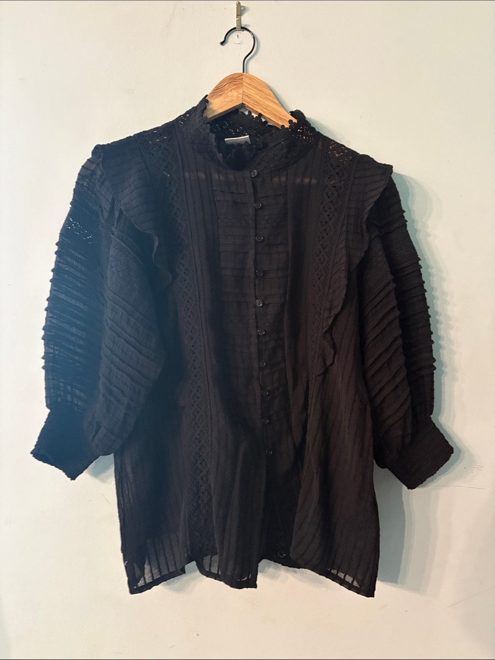 By Together Lace Mock Neck Blouse Large